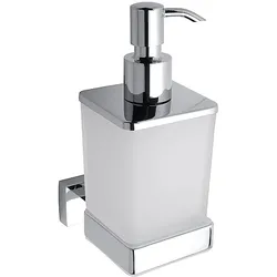 Brillantbad BASA Seifenspender Messing Milchglas Chrom 60x165x95 mm, 200 ml für Bad & Küche >> zum Bohren