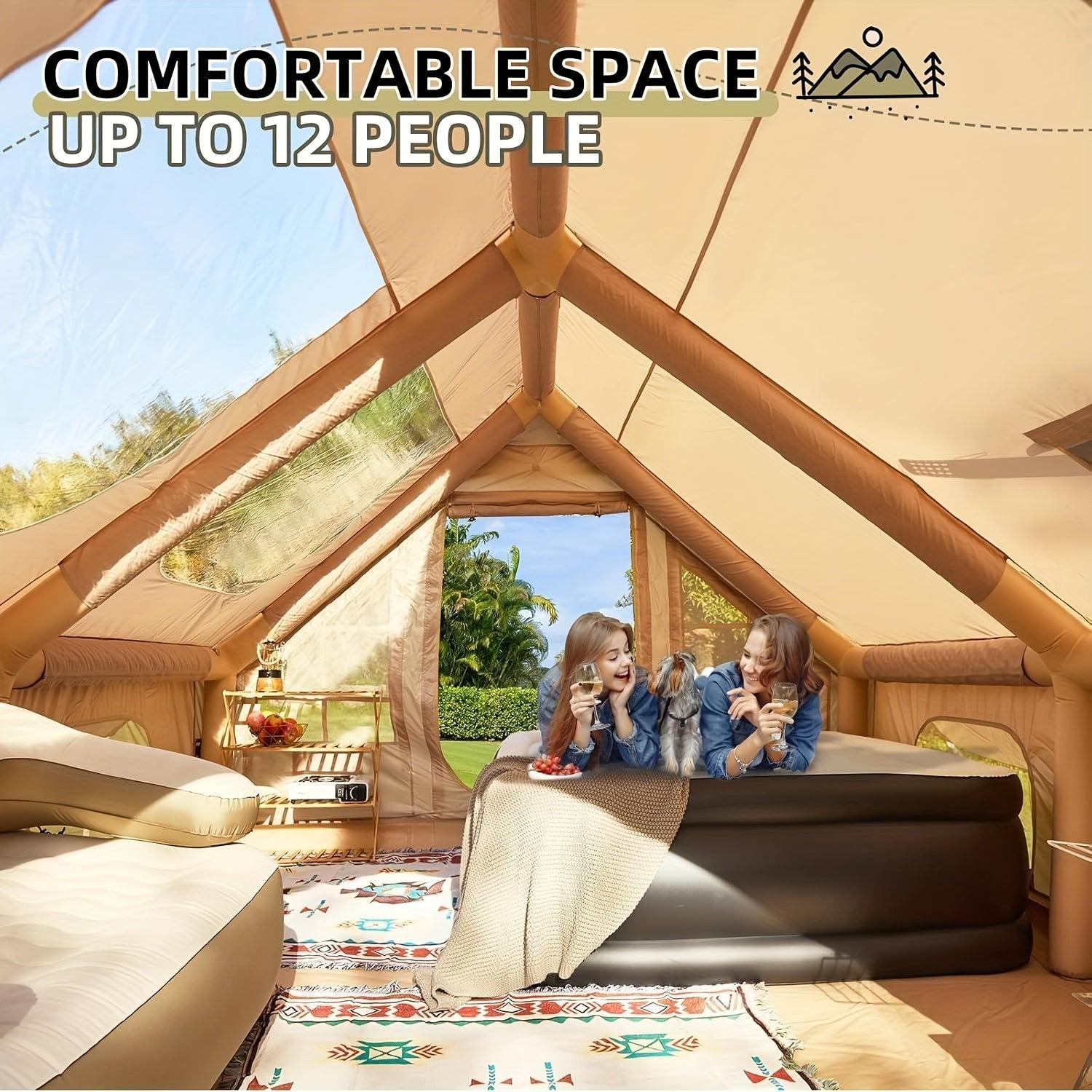 Aufblasbares Zelt - Campingzelt - Wochenendzelt - Familienzelt - Festivalzelt - Für 10 Personen - 12 m²