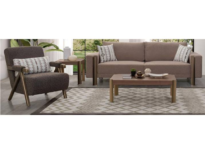 JVmoebel Polstergarnitur Modernes Sofa-Set Minimalistischer Stil Braune Farbe Glatte Ecken, (4-tlg)