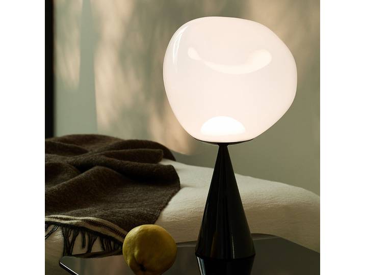 Melt Cone Fat Tischleuchte Opal/Schwarz - Tom Dixon - Wohnzimmer - Design - Metall - Mit Schirm