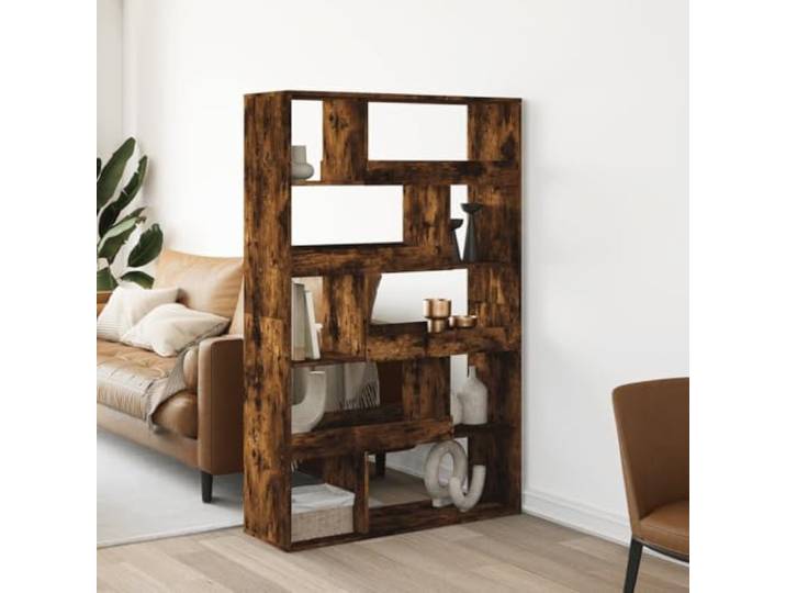 Raumteiler Räuchereiche 100x33x156,5 cm Holzwerkstoff Standregal mit 10 Holzwerkstoff, feuchtigkeitsresistent, 10 offene Fächer, vielseitig als Raumtrenner nutzbar, pflegeleichte Oberfläche