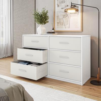 Loedds 6-Drawer Fabric Dresser with Large Drawers and Wide Storage Top