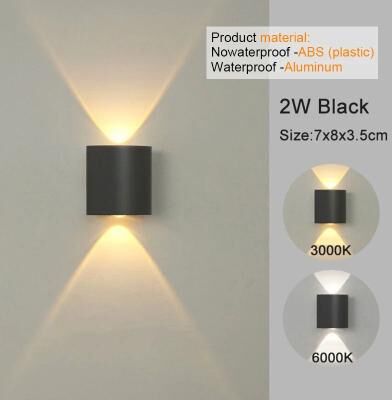 Uplift Picks Modern White LED Up Down Wall Light For Indoor And Outdoor Spaces black (2 W) cool White (5500 7000k) waterproof
