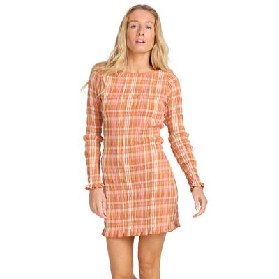 Minikleid BILLABONG "Check Me Out", Damen, Gr. S, orange (sunburnt), Obermaterial: 99% Baumwolle, 1% Elasthan., Kleider Minikleid
