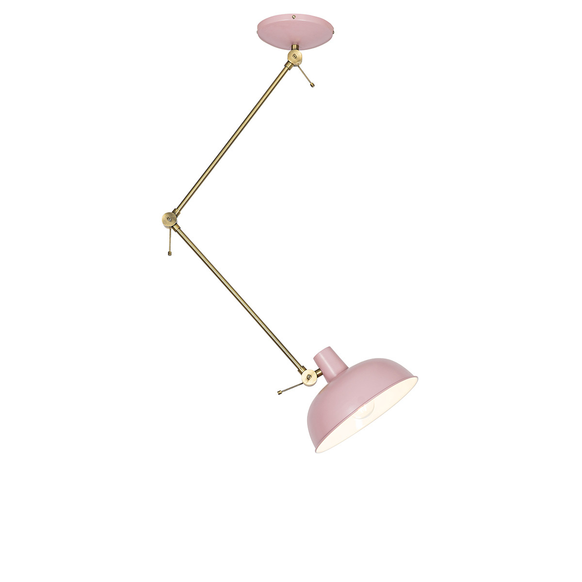 Qazqa Retro plafondlamp - Roze en Brons - Dimbaar - E27