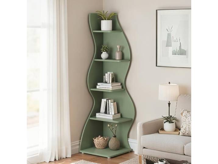 Petite Bibliothèque à 5 Niveaux Bibliothèque Ouverte Étagère de rangement pour Maison Bureau Salon Chambre à Coucher vert