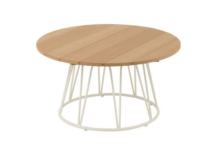 Table basse ronde - Effet bois et fer Naturel 80x80x40 cm