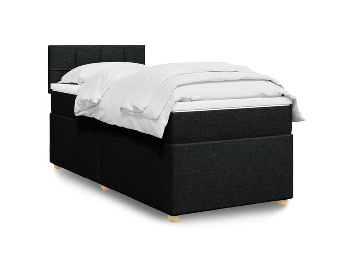 vidaXL Boxspringbett mit Matratze Schwarz Einzelbett Stoff