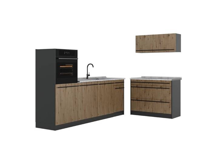 Cuisine R-Line 220cm sans plan de travail Chêne Artisan/Anthracite Vicco 67416