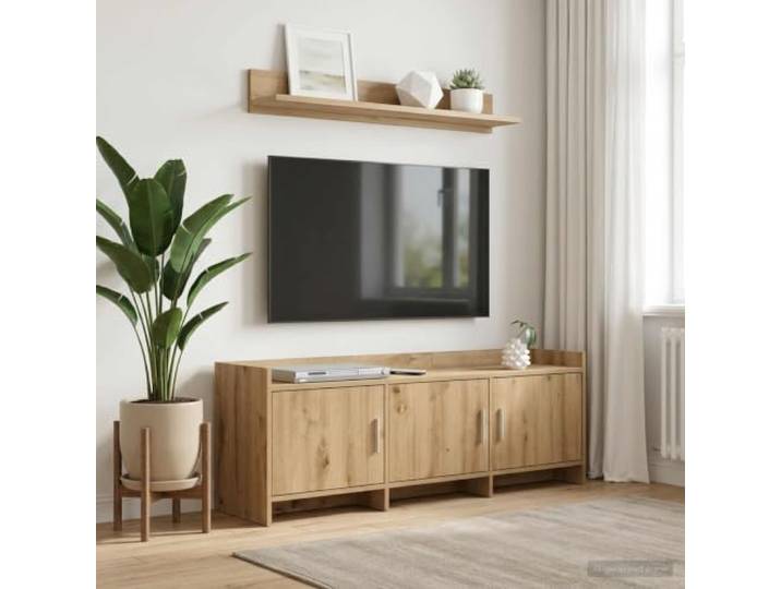 TV-Schrank 130x33x47 cm Artisan-Eiche Holzwerkstoff mit Metallgriffen Holzwerkstoff, Metallgriffe, flaches Design, mehrere Fächer, einfache Montage, pflegeleichte Oberfläche