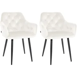 CLP 2er Set Esszimmerstühle Stanley Samt   Farbe: creme