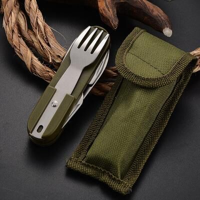 Smart Shopping Spot Multifunctional Outdoor Tableware Set Stainless Steel, Foldable Fork, Spoon & Knife For Camping, Hiking & Travel Multifunctional Outdoor Tableware Set Stainless Steel, Foldable Fork, Spoon & Knife For Camping, Hiking & Travel