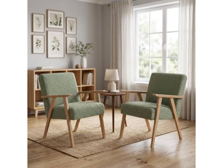 Family Meble 2er-Set Sessel Soler Angel – 2 Retro-Sessel im Vintage-Stil mit Stoff-Bezug – Mintgrün · 13