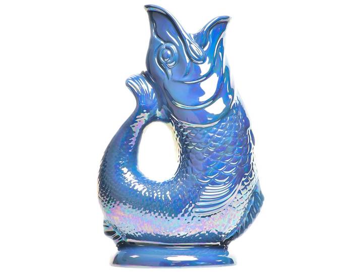 Gluckigluck Karaffe mit „Gluck-Gluck“-Geräusch 27,5/17/9,5 cm, Blau, Keramik, Tiere, 1.2 L, Organisch, handgemacht, Geschirr, Kannen & Karaffen, Wasserkaraffen & Krüge
