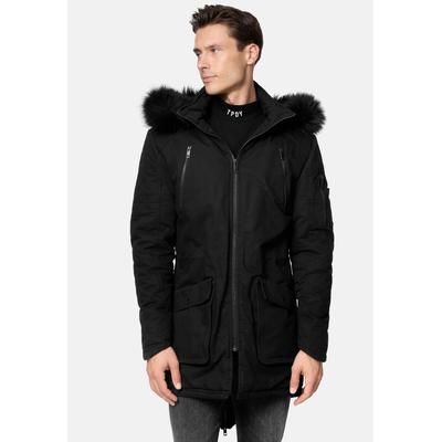 Parka TRUEPRODIGY "Harvey mit abnehmbarer Kapuze", Herren, Gr. XL, schwarz, Obermaterial: 100% Baumwolle CO., slim fit, Jacken Parka