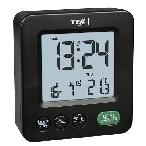 TFA Dostmann Digitale radio-wekker Mini, zwart