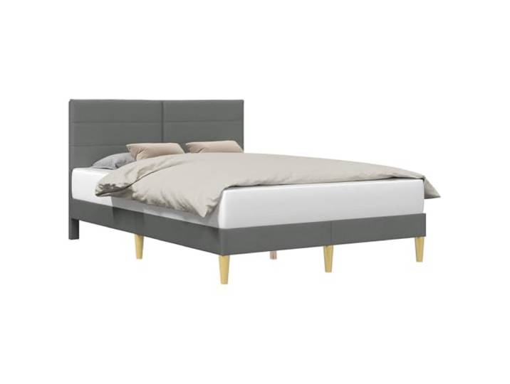 KKgypkn Moderner Stoff Bettrahmen 140x190 cm Dunkelgrau mit Kopfteil, Elegantes Design mit gedrehten Beinen, Stabiler Sperrholzrahmen, Pflegeleichte Oberfläche
