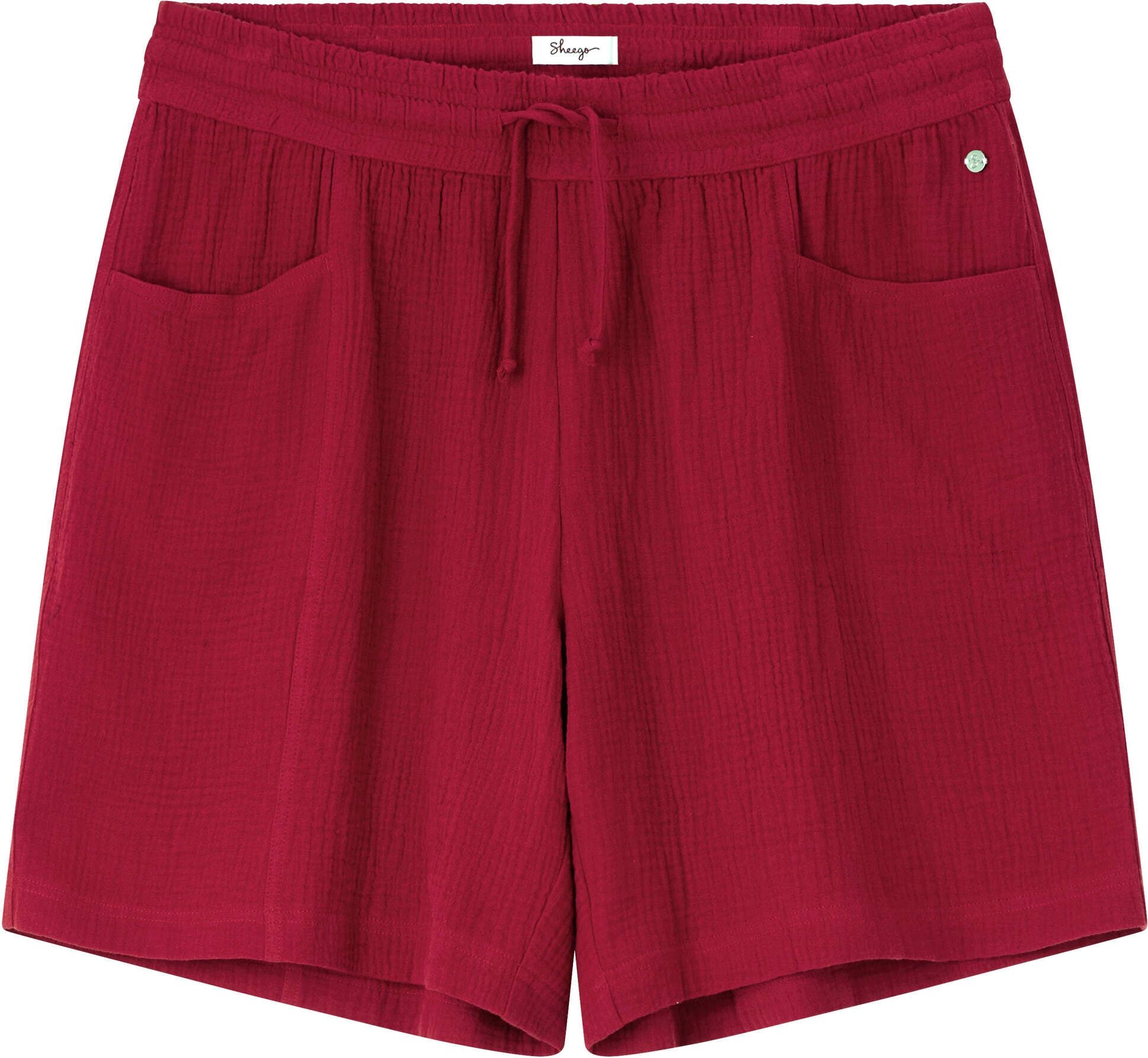 Shorts SHEEGO "Shorts Shorts aus weichem Musselin", Damen, Gr. 52, N-Gr, kirsche, Musselin, , Sportlich, Hosen Shorts