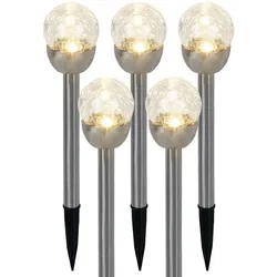 5x LED Außenleuchte Steckleuchte Gartenleuchte IP44 Silber Edelstahl H 24,5 cm