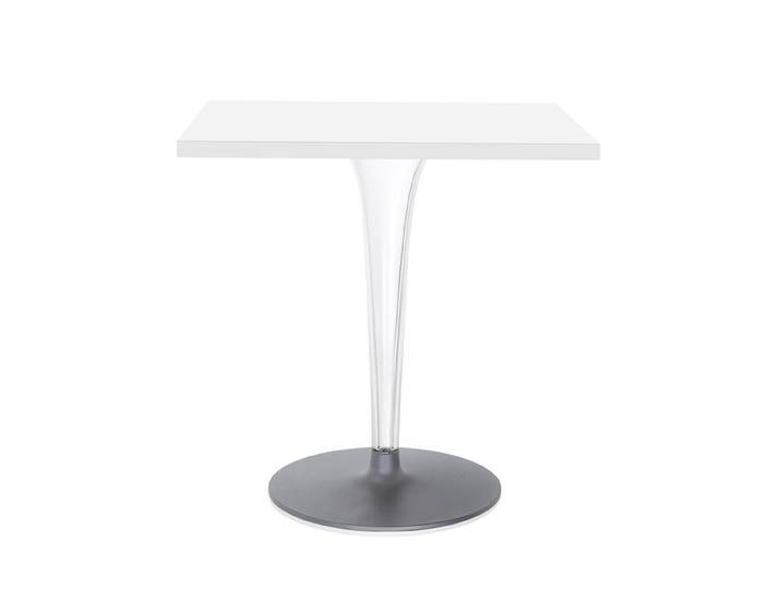 KARTELL table basse TOPTOP plateau carré et pied et base ronds (Blanc - Plateau laminé, base aluminium, jambe en PMM transparent)