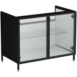 VitrA Liquid Waschtischunterschrank mit 2 Glastüren Bodenmontage 100/125 cm Schwarz,66741 66741
