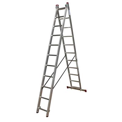 Doppelleiter KRAUSE "Corda", grau (aluminiumfarben), B:88cm H:420cm L:295cm, Aluminium, Leitern, 2x11 Sprossen