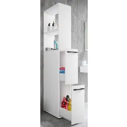 Weißer Nischenschrank hoch mit zwei Schubladen 25 cm breit