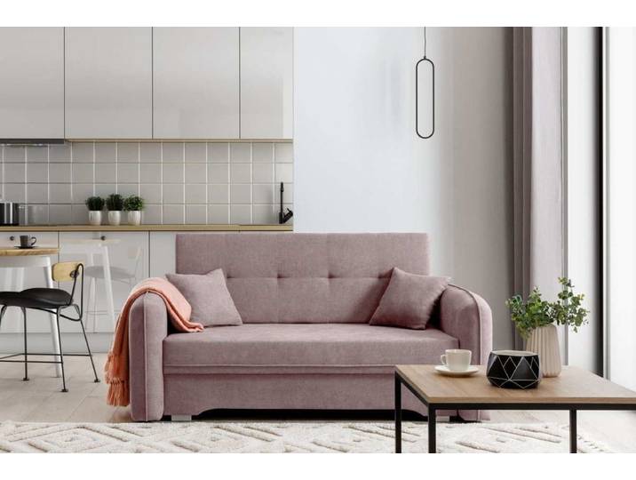 Designer Sofa Elayn mit Schlaffunktion - Rosé - Luxusbetten24