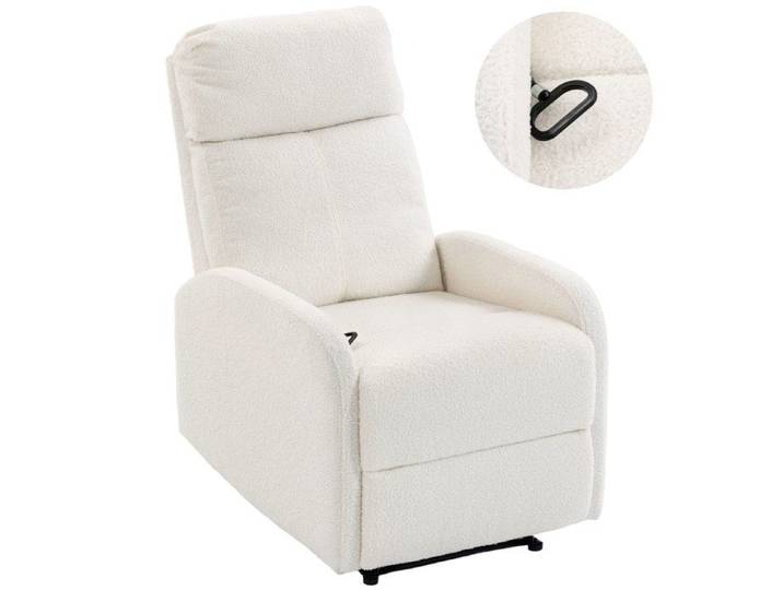 Fauteuil releveur électrique de Relaxation Inclinable Manuel Tissu Teddy Crème