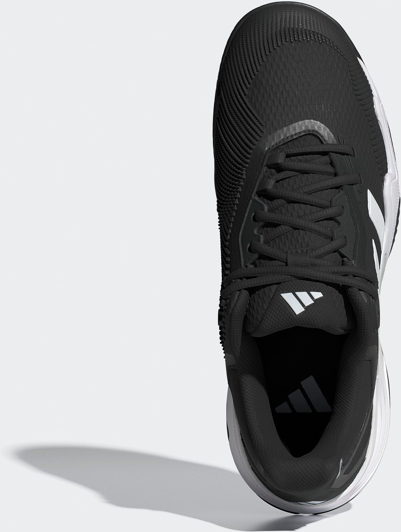 Tennisschuh ADIDAS PERFORMANCE "SOLEMATCH CONTROL 2", Herren, Gr. 43, schwarz-weiß (core schwarz, ftwr weiß, silber metallic), Synthetik, Textil, Schuhe Tennisschuh, für Allcourt, Hard-Court, Multi-Court