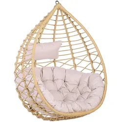 HÄNGESESSEL PE Rattan natürlich/beige mit Sitzkissen 97 cm Arsita