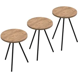 Helloshop26 - Set aus 3 runden ineinander schiebbaren Beistelltischen Naturschwarz 03_0008419