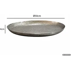 FineBuy, Dekoschale, Dekoschale Schmuckteller Aluminium Rund Schale 50cm Dekoschale Metall Dekoteller
