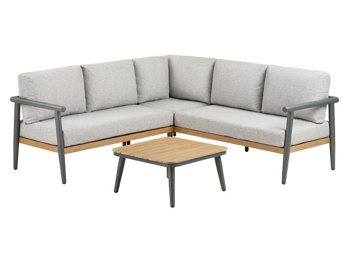 Camilla ensemble lounge avec coussins canapé d'angle\, table gris-beige.