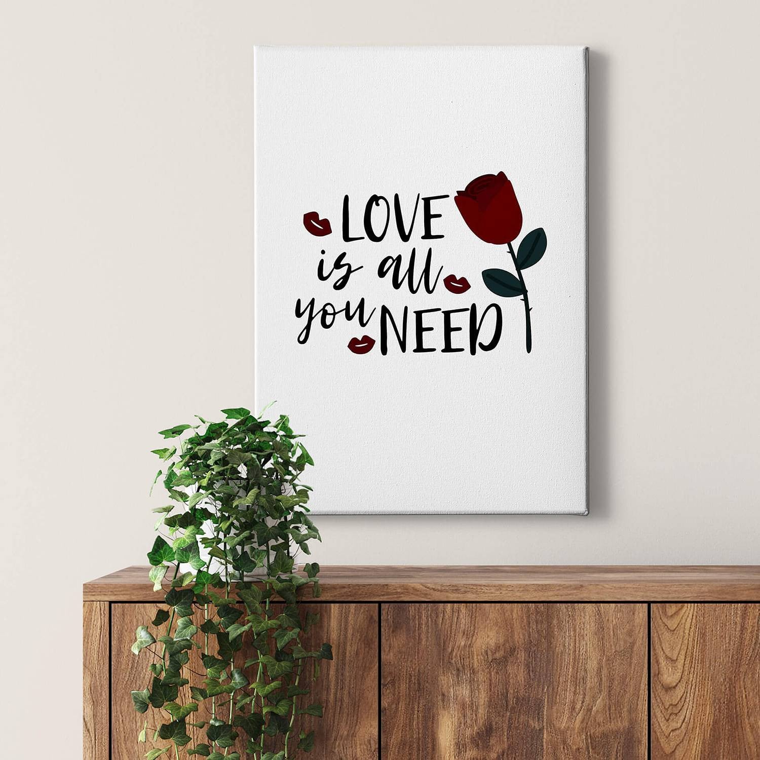 home24 All you need abstract wanddecoratie wit, 50 x 70 cm