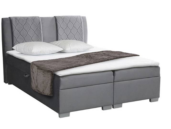 Boxspringbett FAUST grau 180x200cm fest