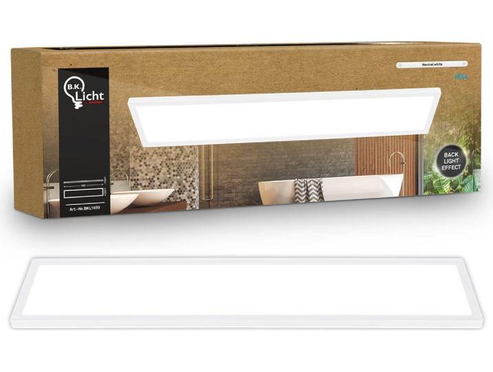 B.K.Licht - LED Deckenlampe mit indirektem Licht, Flach, Neutralweißes Licht, IP