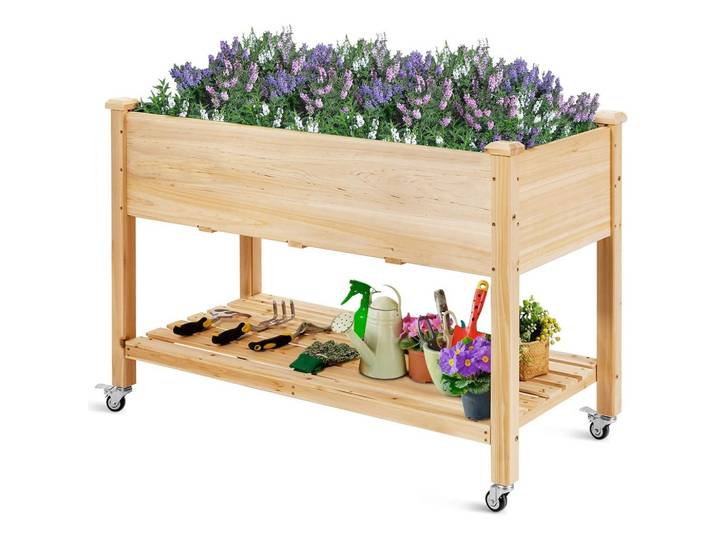 HOCHBEET groß mit Ablage Holz