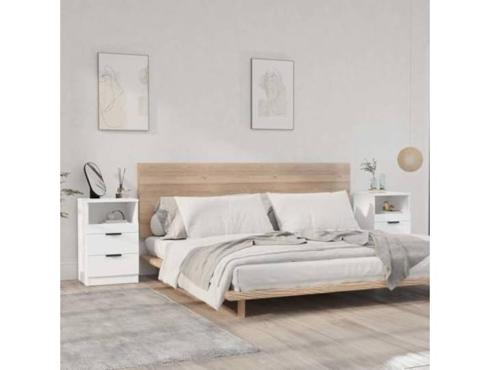 HEFZGDB Nachttische 2 STK. Weiß Holzwerkstoff mit Schubladen und Stauraum für Wohnzimmer Schlafzimmer