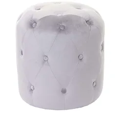 Hocker MCW-D22, Sitzhocker Ottomane, 42x39cm MVG-zertifiziert ~ Samt hellgrau