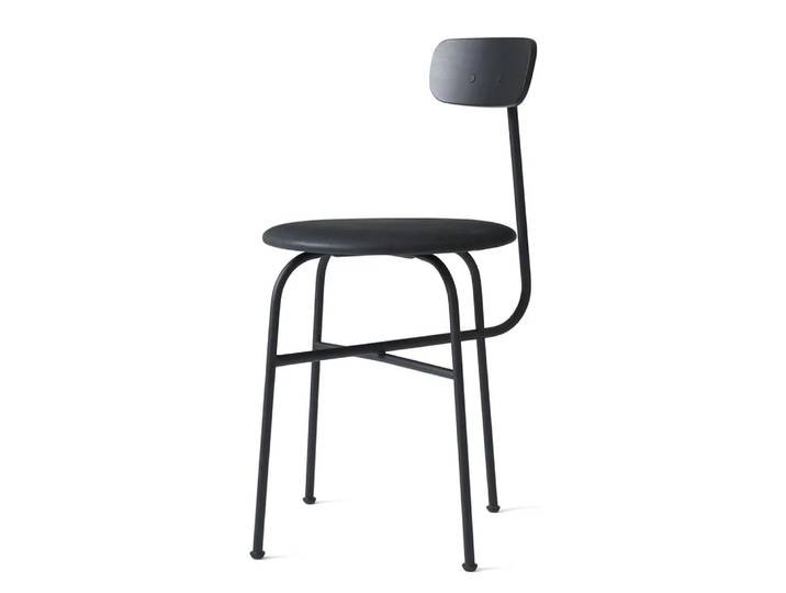 Audo Copenhagen Afteroom Stuhl Ledersitz 4 Beine Schwarz-schwarz