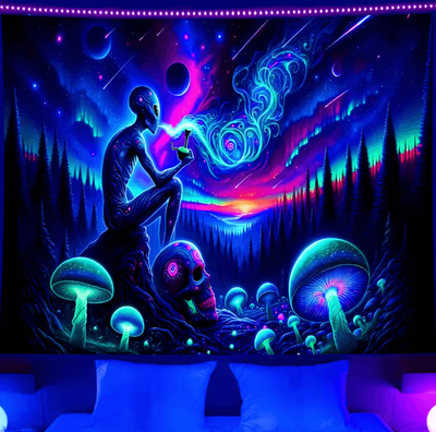 Uplift Curations Aurora Borealis Alien Forest Tapestry Bohemian Starry Sky Wall Hanging Decor 15.7 23.6 Inches