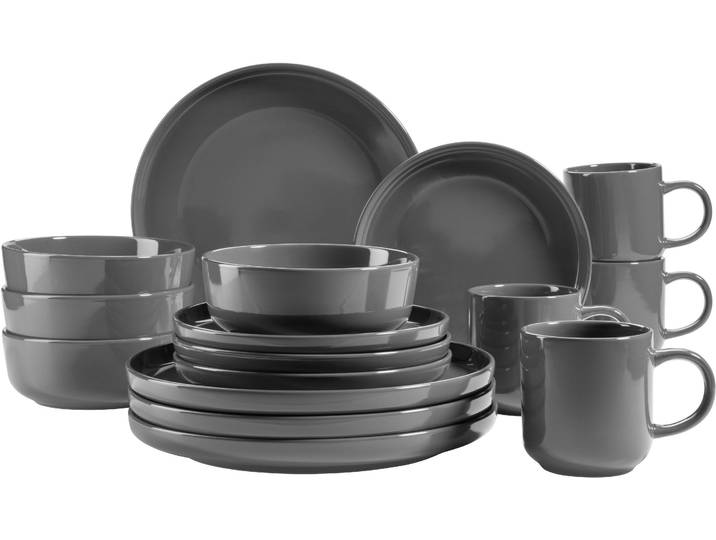 Kombiservice GOODPRODUCT Kaarre , grau, Steinzeug, Geschirr-Sets, Kombiservice, 16 Teile, Geschirrset für 4 Personen