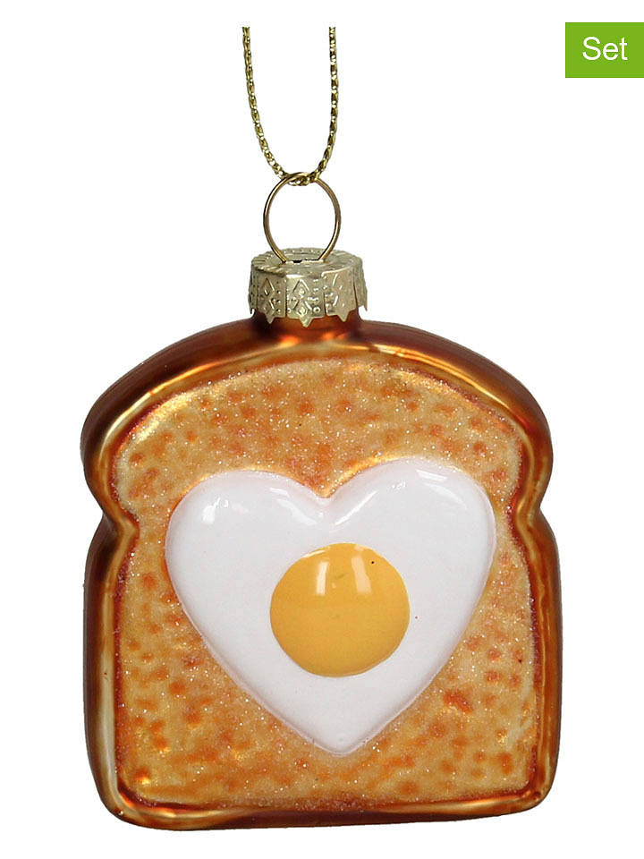 Kersten 2er-Set: Baumschmuck "Bread Egg" in Beige/ Hellbraun - (H)6 cm - onesize