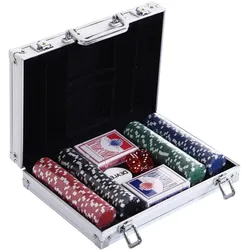 POKERKOFFER Pokerset Pokerchips 4/5 Farben 2 x Kartenspiel 5 x Würfel