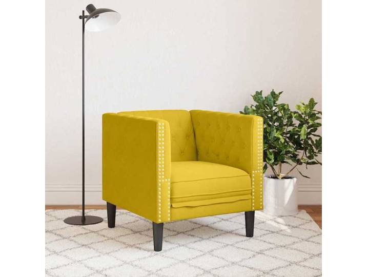 BEL-ACHAT* Fauteuil Chesterfield - Modèle droit - position fixe - Sofa jaune velours Prom13753276