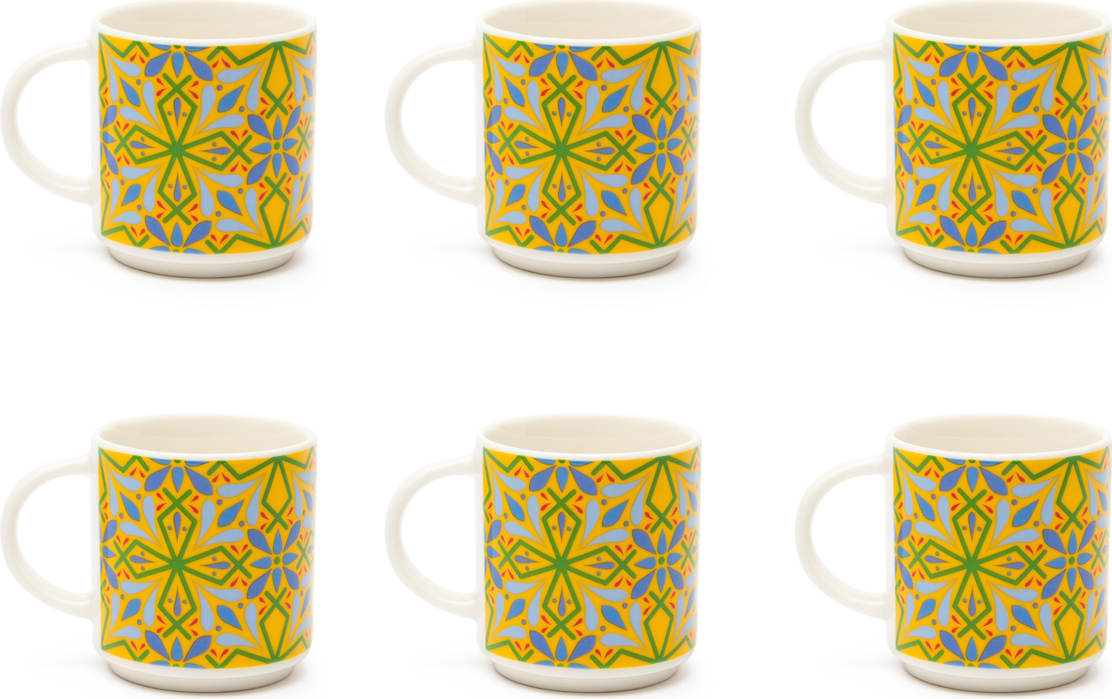 Excelsa set van 6 kleurrijke espressotassen van Puebla porselein, 10 cl