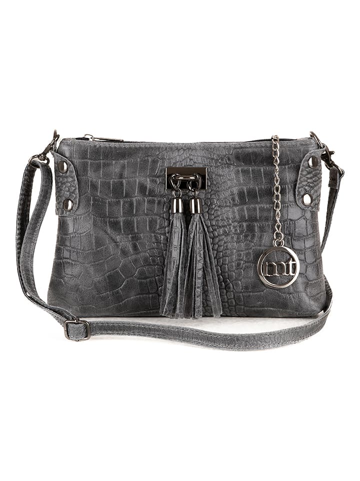 Mia Tomazzi Leder-Umhängetasche in Anthrazit - (B)23 x (H)16 x (T)2 cm - onesize