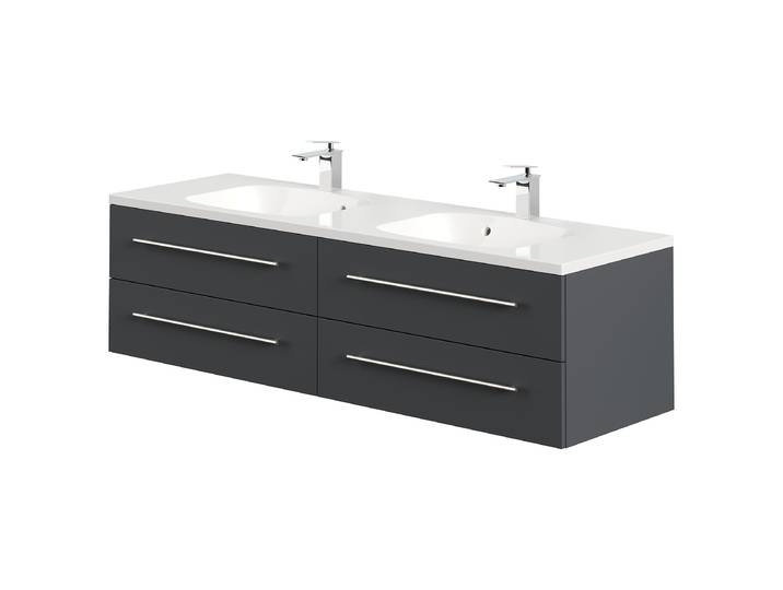 home24 Dubbele wastafel Geant 160cm grijs/grafietkleurig