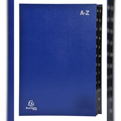 Exacompta 57222E 8x Pultordner Ordnungsmappe mit 24 Fächern aus Karton, alphabetisches Register A-Z, für DIN A4 - Blau